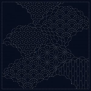 CUMULUS CLOUD pre printed Sashiko panel