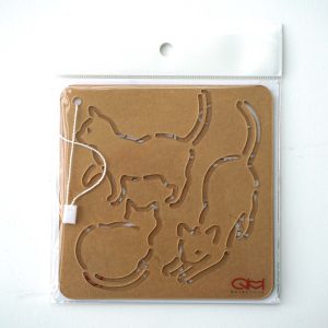 SASHIKO STENCIL NEKO Playful cats set of 2
