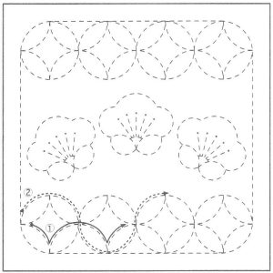 SASHIKO PANEL Plum Blossom s79 pattern White