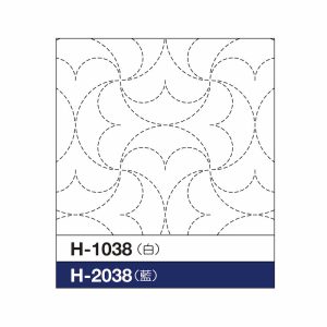 SASHIKO PANEL Linked Semi circles pattern Indigo 2038