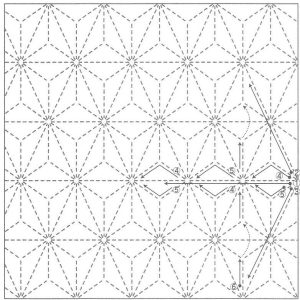 SASHIKO PANEL Asanoha pattern white s6