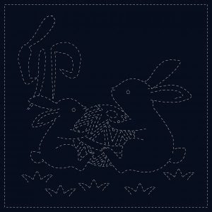 RABBIT pre printed Sashiko panel
