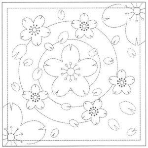 SASHIKO SAMPLER BLOSSOM ON WATER SS36 white